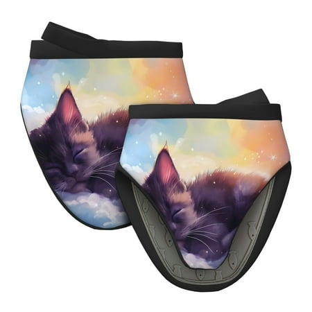 

Lukts Colorful Cloud Sleeping Cat for Silicone Oven Mitts Heat Resistant Silicone Potholders Mini Oven Mitts Oven Glove Kitchen Mittens Pinch Mitts Cooking Mitts