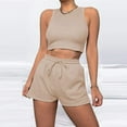 thumbnail image 4 of GZWYHT Lounge Sets for Women Comfy Sets for Women Clothing Workout Outfits For Women Casual Sets Yoga Shorts Set Two Piece Sets for Women Two Piece Sets for Women Summer Beige XXL, 4 of 9