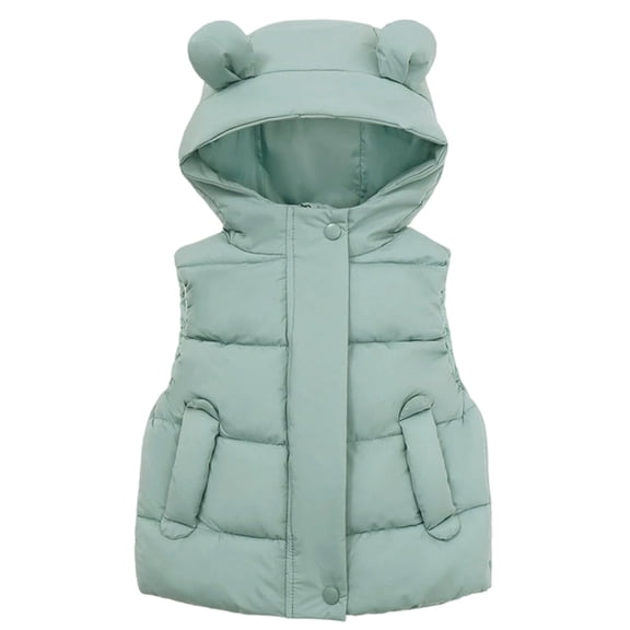 Kids Puffer Vest with Hooded Bear Ear Sleeveless Lightweight Outerwear Jackets & Vests Winter Vest Kids Clothes Girls 3-4 Years