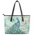 thumbnail image 2 of ZUXONGSY Retro Peacock Lotus Butterfly Print Handbag for Women Fashion Work Bag Lightweight Top Handle Satchel with Zip Compartments for Travel Shopping, 2 of 6