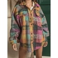 thumbnail image 2 of KelaJuan Women Plaid Jacket, Long Sleeve Turn-down Collar Button Closure Shirt Casual Jacket Outwear, 2 of 6