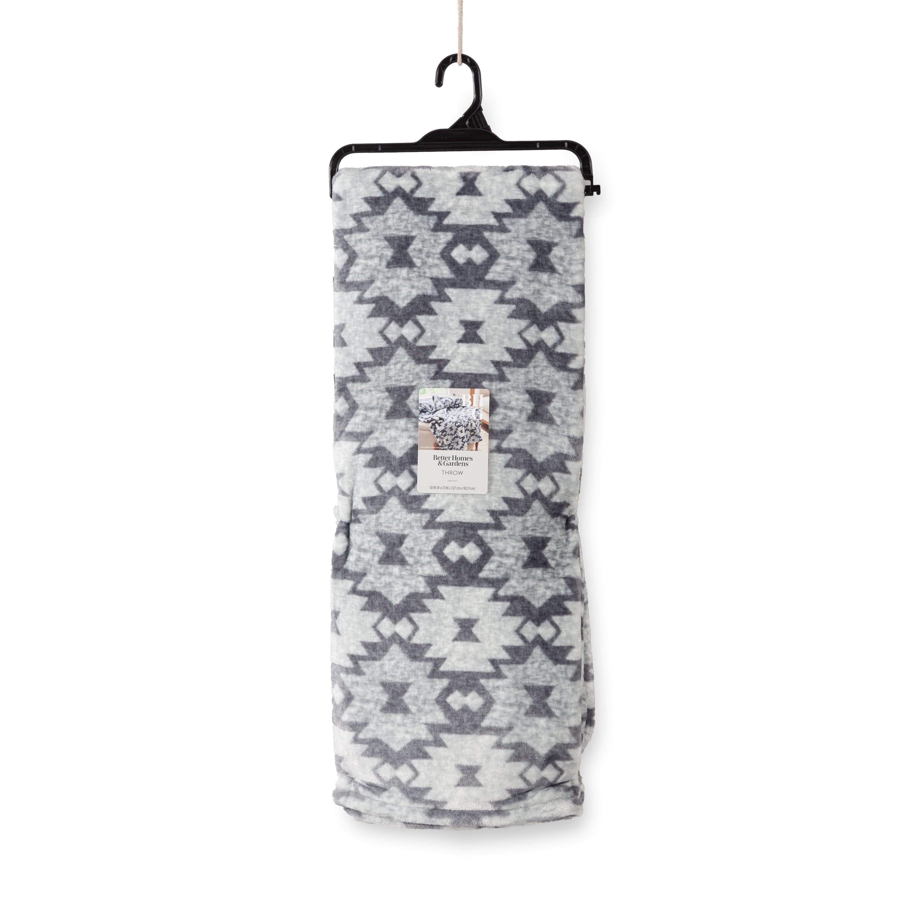 Better Homes & Gardens  Printed Heavyweight Ultra  Plush Adult Throw, 50” x 72”,  Charcoal Geo