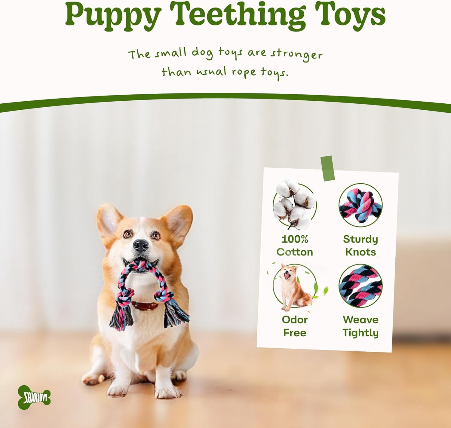 Puppy Rope Toy, Dog Rope Toy for Small Dogs, Puppy Teething Toys, Cotton Interactive Tug of War Dog Toy for Puppies Boredom, Dog Chew Toys for Aggressive Chewers Small Breed