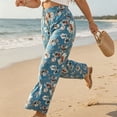 thumbnail image 6 of TEAJOPSUU Summer Plus Size Palazzo Pants for Women Baggy Wide Leg High Waisted Pants Floral Printed Stretchy Flowy Trousers with Pockets for Vacation Beach Blue, 6 of 6