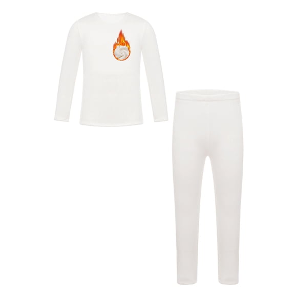 Aislor Kids Girls Thermal Underwear Undergarments Long Johns and Fleece Lined Long Sleeve Undershirts 2 Pcs Set White 120