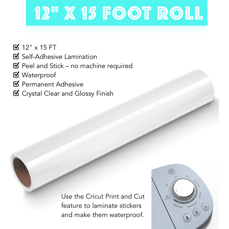  Self Adhesive Laminating Roll 12” x 6ft - 3 MIL Multipurpose  Clear Laminate Vinyl Roll for Stickers : Office Products