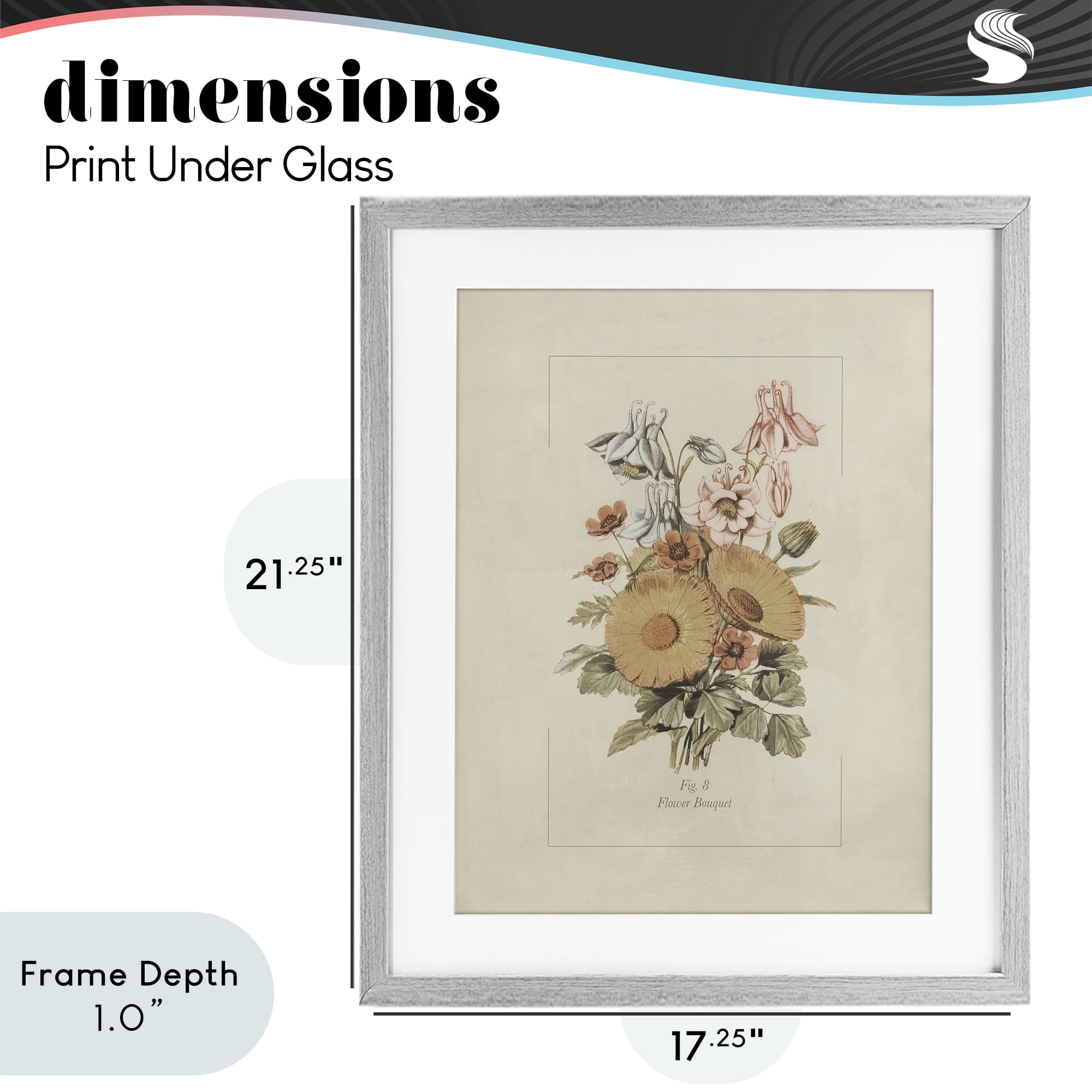 Stupell Industries Flower Bouquet Vintage Garden Gray Framed Print Under Glass, design by Dan Meneely