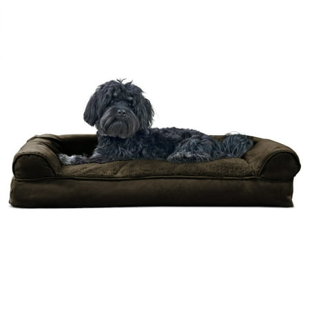 UPC: 0842229105650 | FurHaven Pet Products | Plush & Suede Pillow Sofa Pet Bed for Dogs & Cats Espresso Medium