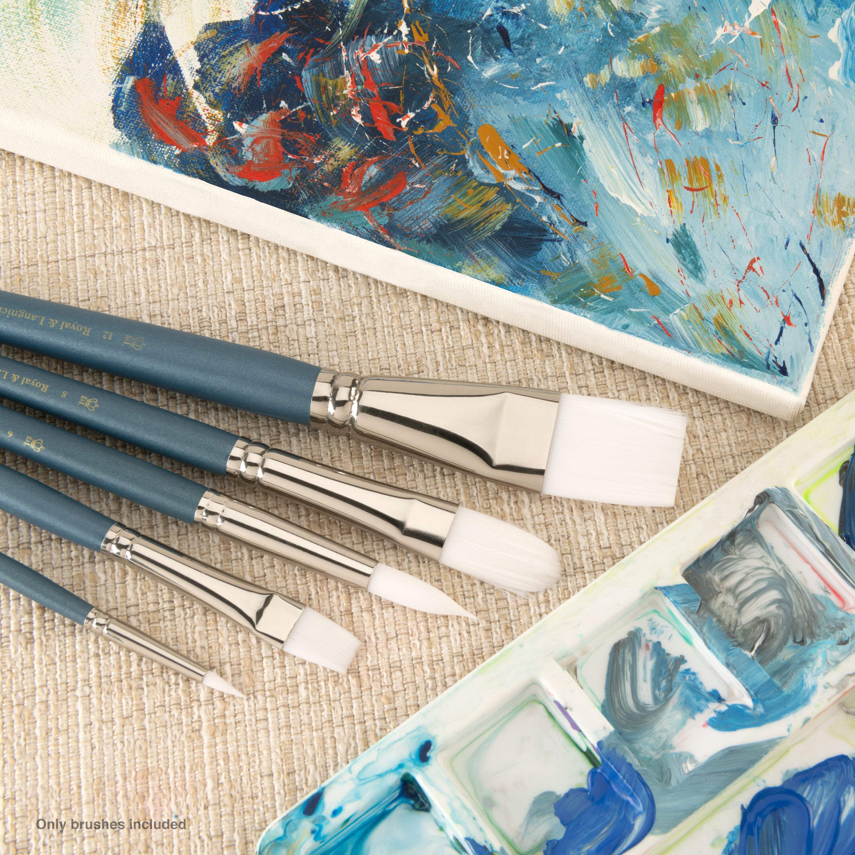 (2 pack) Royal & Langnickel Assorted Shaped White Taklon Art Brushes 5 piece
