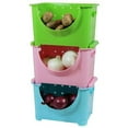 thumbnail image 1 of Basicwise QI003215.3 Contenant de Rangement en Plastique Empilable, Multicolore - Ensemble de 3, 1 of 6