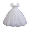 thumbnail image 5 of BFHHYA Girls Tulle Dresses Lace Off Shoulder Long Dress Wedding Birthday Flower Girl Dresses Size 3-14 Years, 5 of 5
