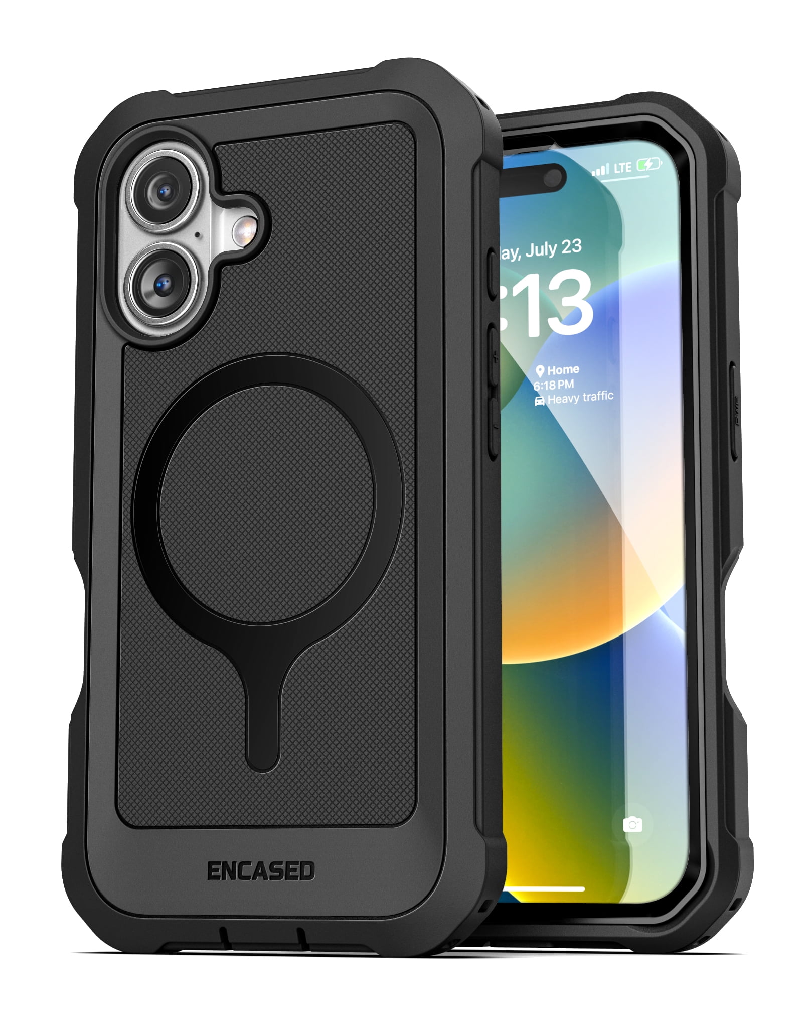 Encased Protective Belt Case for iPhone 16 with Built-In Screen Protector and Phone Holster Clip (Compatible with MagSafe) Heavy-Duty Hybrid Rugged Cover