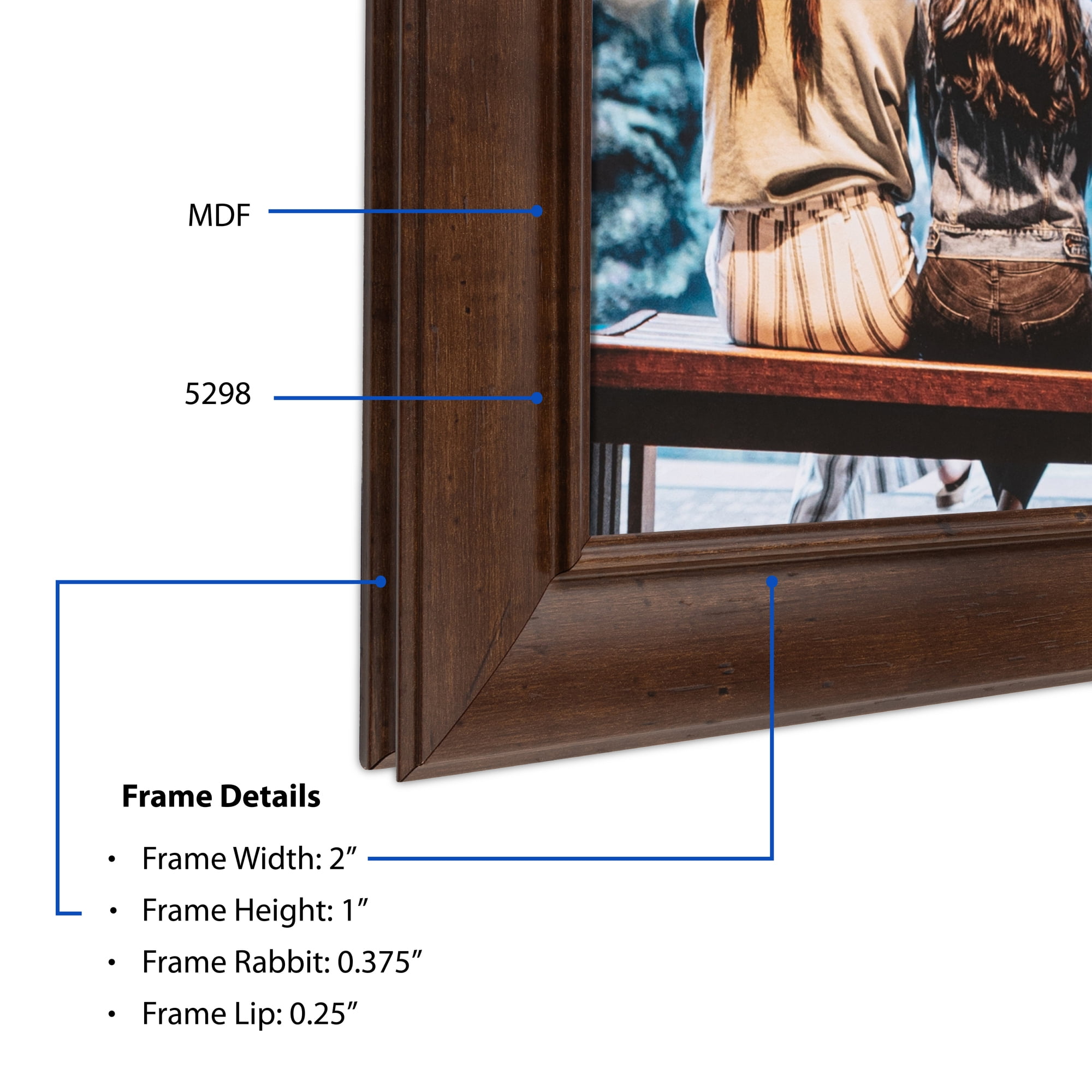 ArtToFrames 18" x 24" Walnut Picture Frame, 18x24 inch Brown MDF Poster Frame (WOM-5298),  Pack