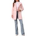 thumbnail image 2 of INSPIRE CHIC Women's Double Breasted Stand Collar Long Sleeve Midi Pea Coat Pink M, 2 of 6