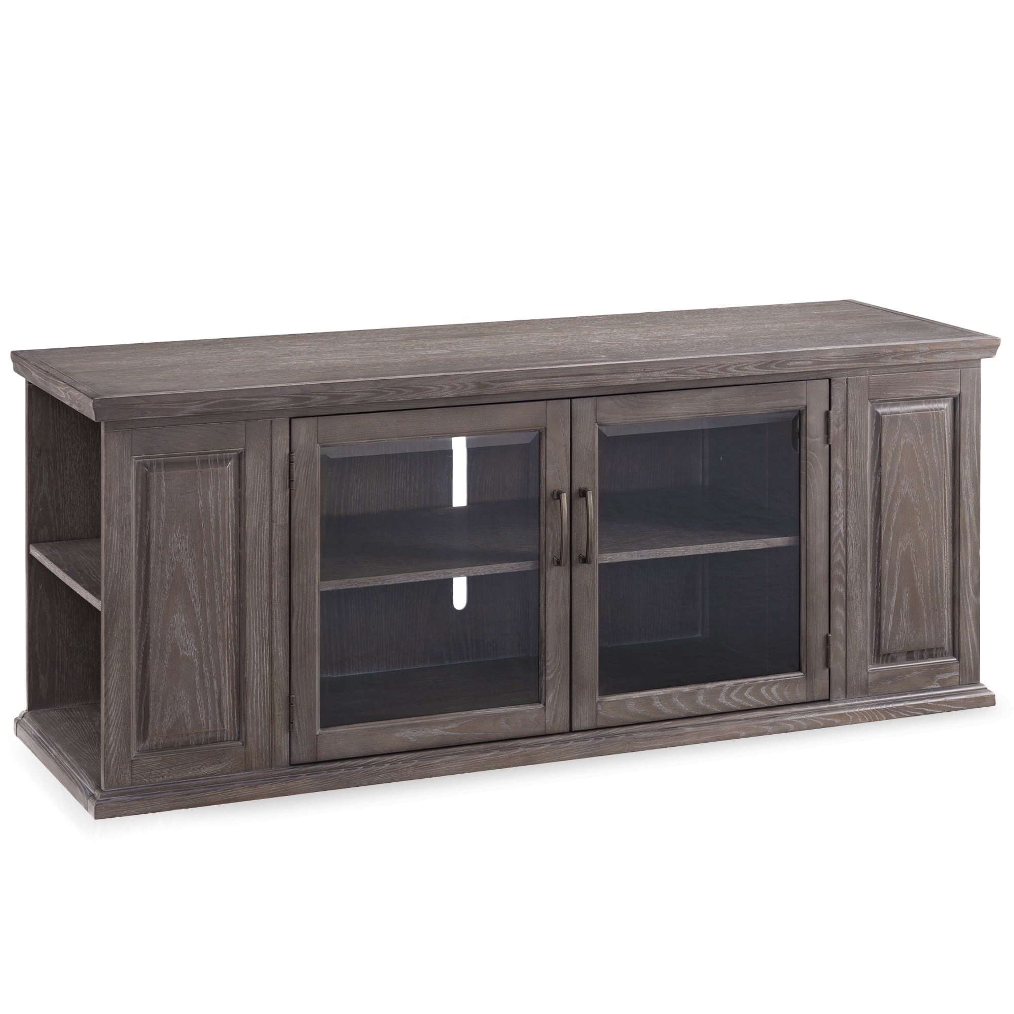 Gray Washed Oak 62" TV Stand with Bookcase Ends