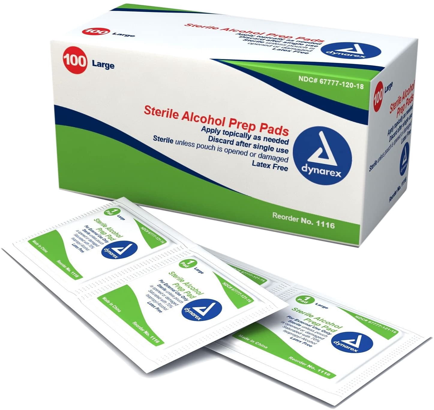 Sterile Alcohol Prep Pads, Large 100 Each - (Pack of 6)