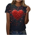 thumbnail image 2 of PNTUTB Women's Fashionable Versatile Valentine's Day Print Crew Neck Loose Short Sleeve Comfort T Shirts, 2 of 6