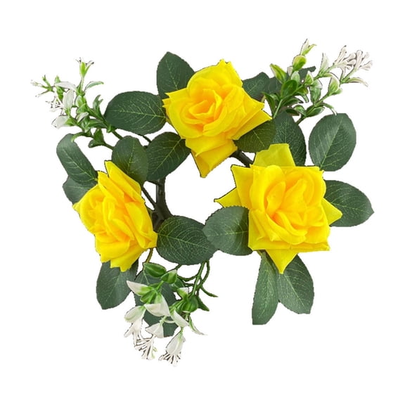 Lilixerw Artificial Rose Wreath Candle,Rose Wreath Tea Light Ring Candle Wreath Front Door Wreath,for New Year Valentines Day Dinner Party Wedding