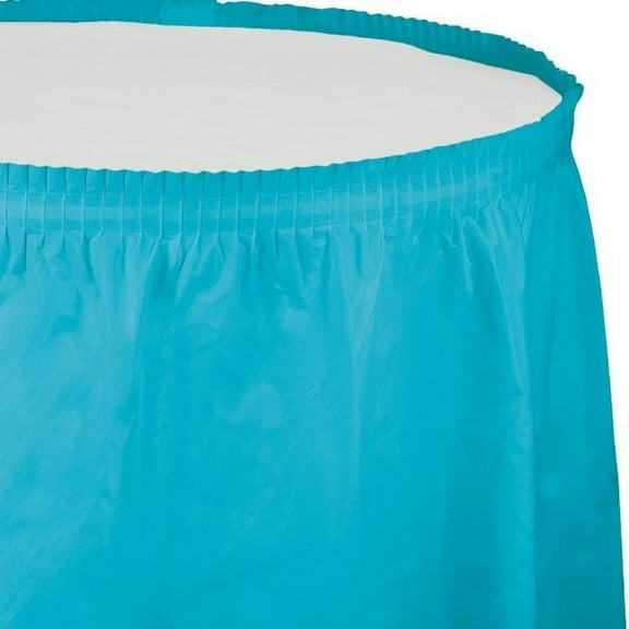 Touch of Color Plastic Tableskirt, 14 Ft, Bermuda Blue, 1 Ct