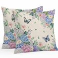 thumbnail image 2 of Throw Pillow Covers 20x20 Inch Set of 2, Watercolor Flowers Waterproof Outdoor Pillow Covers, Spring Floral Butterflies Botanical Beige Decorative Cushion Pillowcases for Couch, Sofa, Bed, Patio, 2 of 9