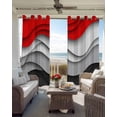 thumbnail image 4 of Blackout Curtains for Bedroom, Red Black Ombre Room Darkening Window Drapes for Living Room, Modern Abstract Moire Art Geometric Thermal Insulated Grommet Curtains, 42x63 inch, 2 Panels, 4 of 9