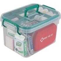 1 Pack Plastic Medicine Storage Kit, First Aid Storage Box with Handles, Clear Household First Aid Organizer