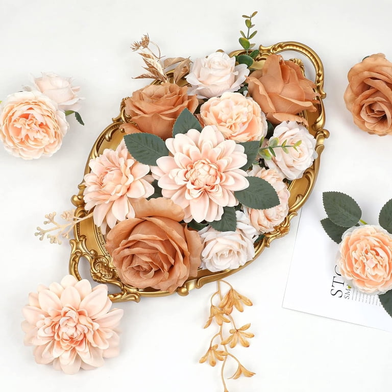 Artificial Flowers Set – Blush Pink & White Roses For DIY Wedding Bouquets, Centerpieces, Home Decor