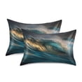 thumbnail image 2 of Iauyy 20x26in Silk-Smooth Satin Pillowcase, Gentle on Hair and Skin, Luxuriously Soft Pillowcase with Envelope Closure, Wrinkle Fade Photo Of Waves, 2 of 9