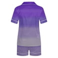 thumbnail image 5 of Tnhcen Women's Summer New Gradient Print Crewneck Button-Up Pocket Short Sleeve Top + Elastic Waist Shorts Pajamas Set | S-2XL | Women's Loungewear, 5 of 5