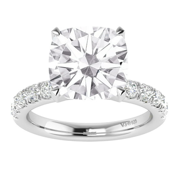 V3 Jewelry® 925 Sterling Silver with Moissanite Solitaire Ring
