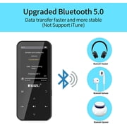 MP3 Player with Bluetooth 5.0, Portable Digital Music Player 32GB with FM Radio, Voice Recorder, E-Book Reader, Video, Pedometer, Alarm Clock, Supports up to 128GB Micro SD Card