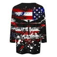 thumbnail image 4 of GERsome 4th of July Tops for Women Casual 3/4 Sleeve Crew Neck Patriotic American Flag T Shirts Loose Fit Blouses Summer Tees S-3XL, 4 of 5