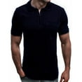 thumbnail image 2 of Summer Solid Color Men Patch Pocket Zipper Turn Down Collar Short Sleeve T-Shirt, 2 of 8
