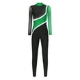 thumbnail image 2 of TiaoBug Women Shiny Rhinestone Gymnastics Leotard Bodysuit Full Length Figure Skating Jumpsuit Green XXL, 2 of 7