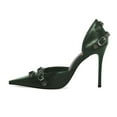 thumbnail image 2 of XYD Women Fashion Stiletto High Heels D'Orsay Pumps Closed Pointed Toe Studs Buckles Night Club Party Shoes Size 11.5 Green, 2 of 5