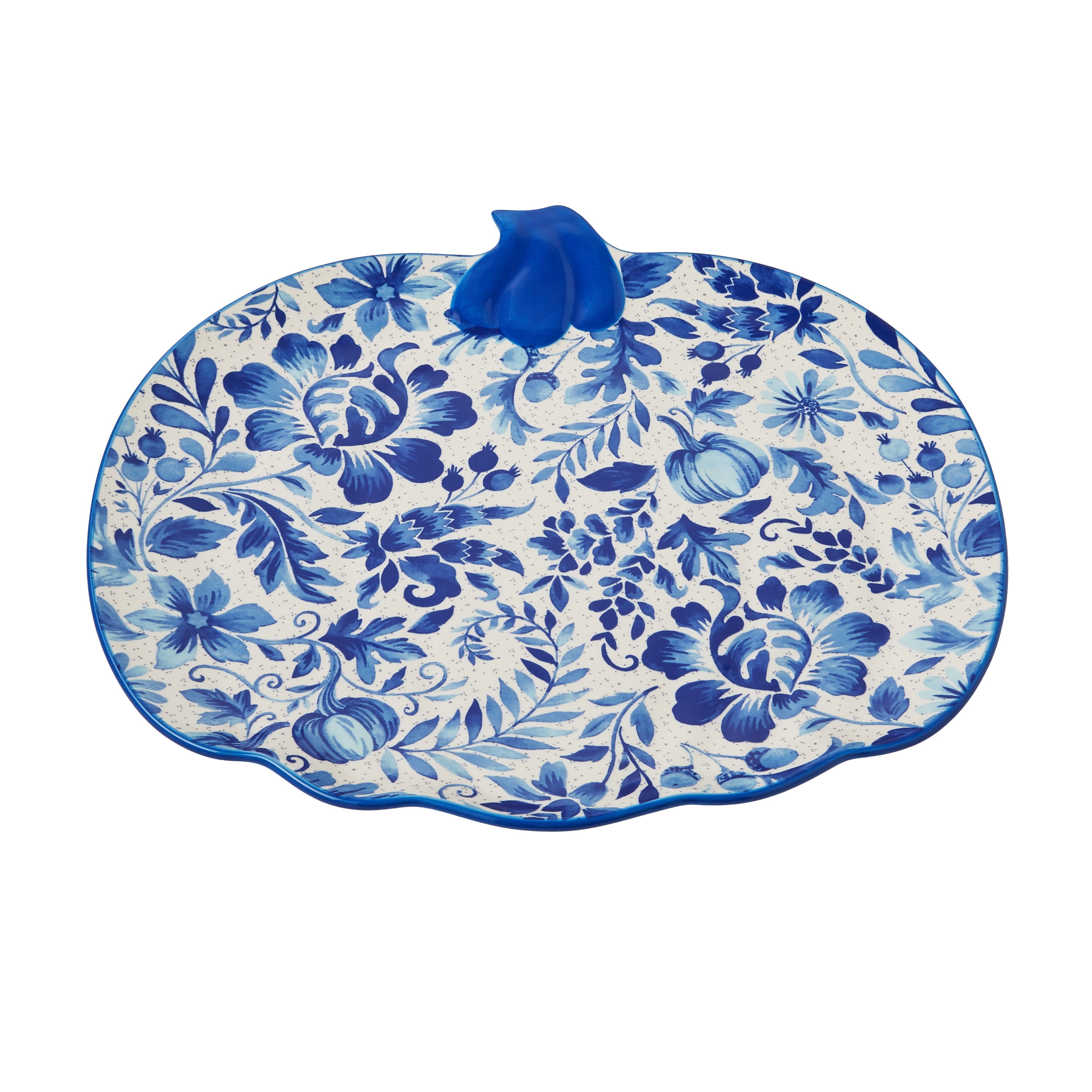The Pioneer Woman Woodland Whimsy Stoneware Pumpkin Platter, Blue