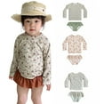 thumbnail image 5 of AJZIOJIRO Baby Girls Split Bathing Suits Toddler UPF 50+ Sun Protection Swimwear Infant Summer Floral Swimsuit 1-8T, 5 of 9
