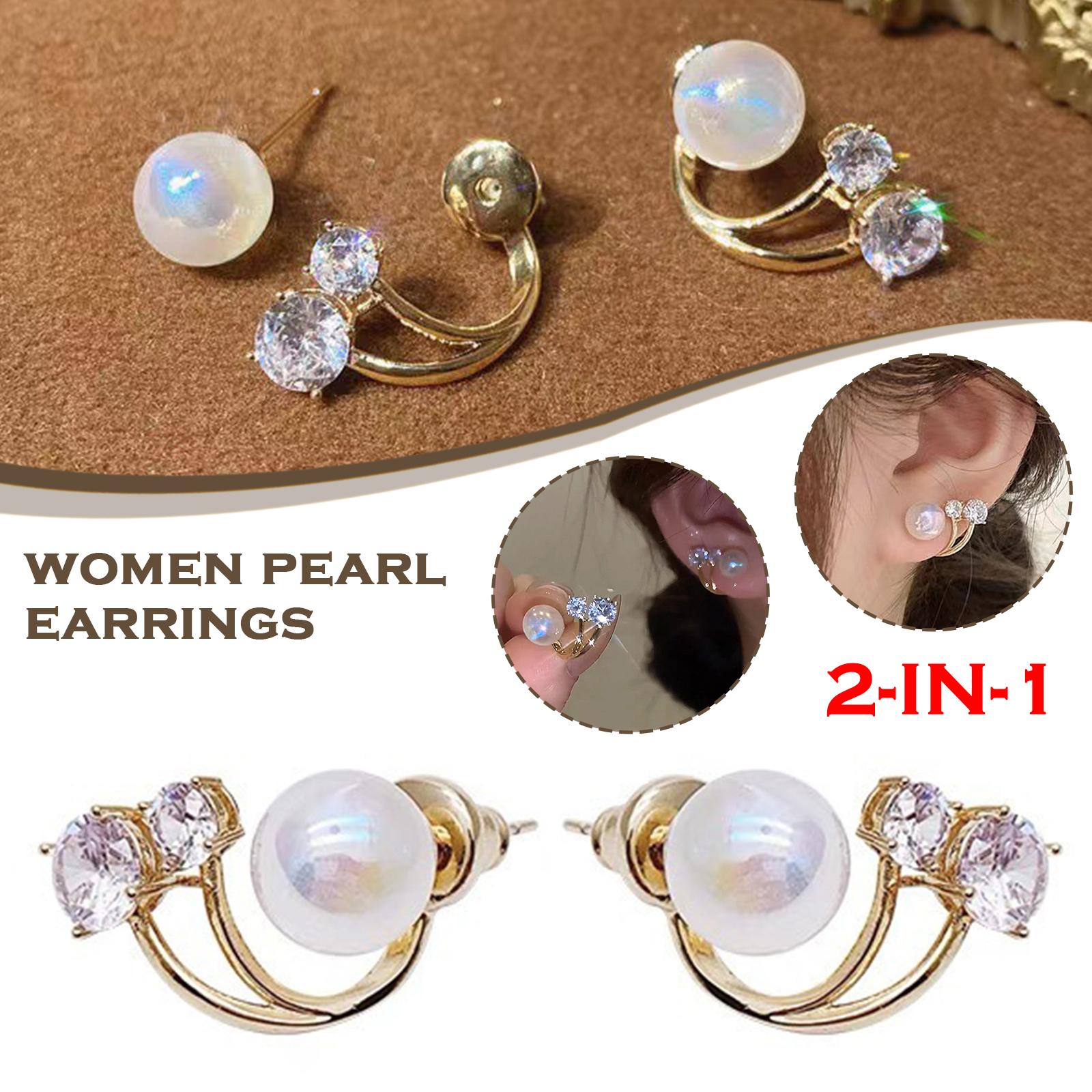 Fashion Rhinestone Crystal Pearl Ear Stud Earrings Jewelry Gift Women G3C9 - image 3 of 9