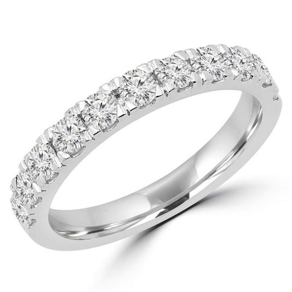 MD170433-7 0.66 CTW Round Diamond Semi-Eternity Wedding Band Ring in 14K White Gold - Size 7