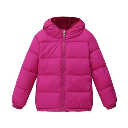 

LBECLEY Big Boys Fleece Jacket Toddler Kids Boys Girls Winter Warm Jacket Outerwear Solid Coats Hooded Fill Outwear 5T Coats for Boys Hot Pink 120
