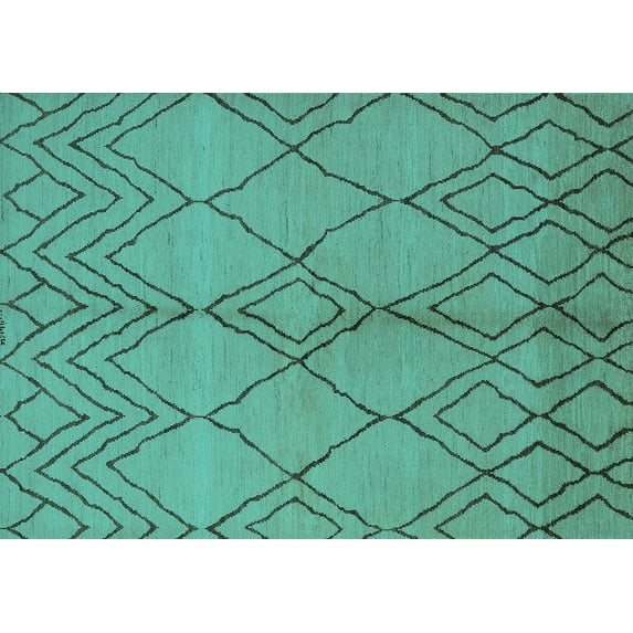 Ahgly Company Machine Washable Indoor Rectangle Solid Turquoise Blue Modern Area Rugs, 6' x 9'