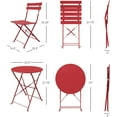 thumbnail image 6 of Grand Patio Metal 3-Piece Folding Bistro Table and Chairs Set, Outdoor Patio Dining Furniture for Small Spaces, Balcony, Red, 6 of 10