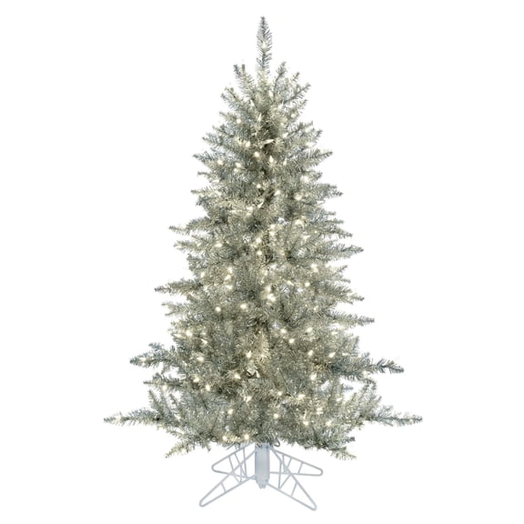 Pemberly Row 54" PVC Fir Dura-lit LED Artificial Christmas Tree in Silver Tinsel