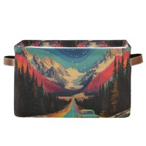 Yayeee Canvas Storage Basket with Handles for Shelves Fabric Bins Closet Organizer, Colorful Road