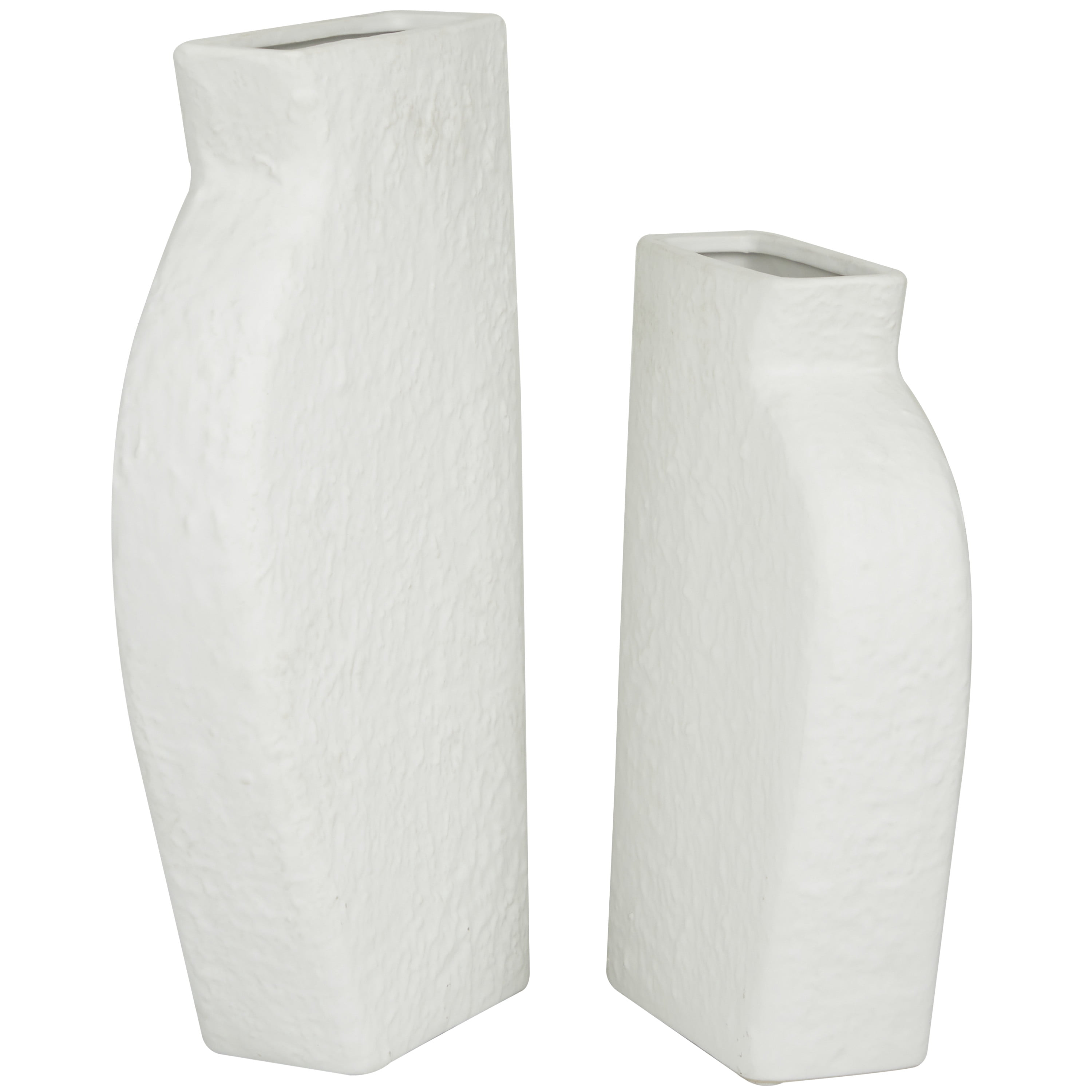CosmoLiving by Cosmopolitan 11", 14"H Textured White Ceramic Vase, Set of 2