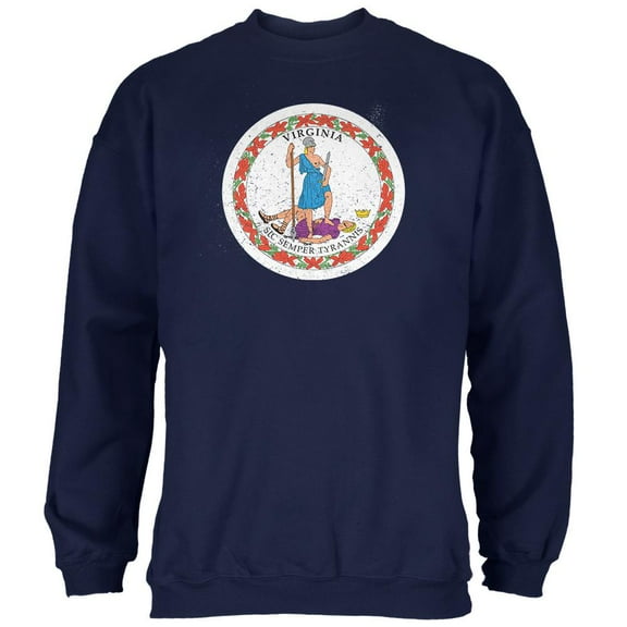 Born and Raised Virginia State Flag Mens Sweatshirt Navy LG