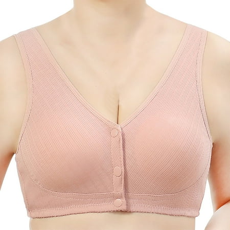 HCURIBAD Wireless Bras  Clearance! Front Button Bra Front Closure Sports Bras Cotton Soft Everyday Sleep Bras  Seamless Bra  Backless Bra  Bras for Women Pink B