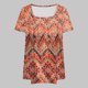 thumbnail image 4 of Puntoco Liquidación de blusas cortas para mujer Blusa holgada de manga corta plisada con cuello grande y estampado para mujer L-5xl, 4 of 5