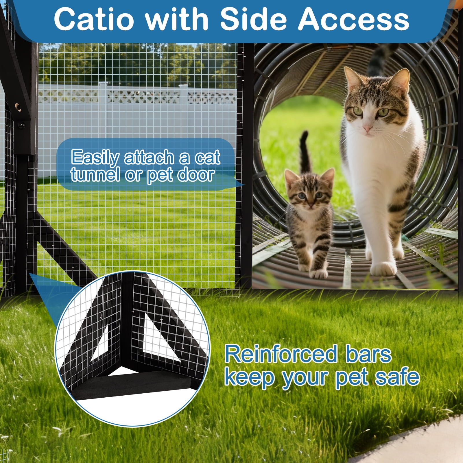 Large Catio Outdoor Cat Enclosure Window Acess Walk-in Cat Cage Cat House for Multiple Indoor Outdoor Cats Outside Patio
