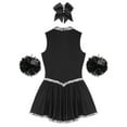 thumbnail image 4 of Haitryli Womens Cheerleading Uniform Suit Performance Cheer Leader Outfits Shiny Sequined Dance Dress Black XL, 4 of 6